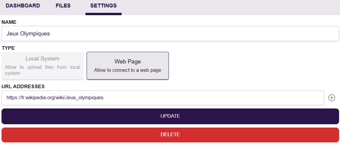 Example of webpage connector