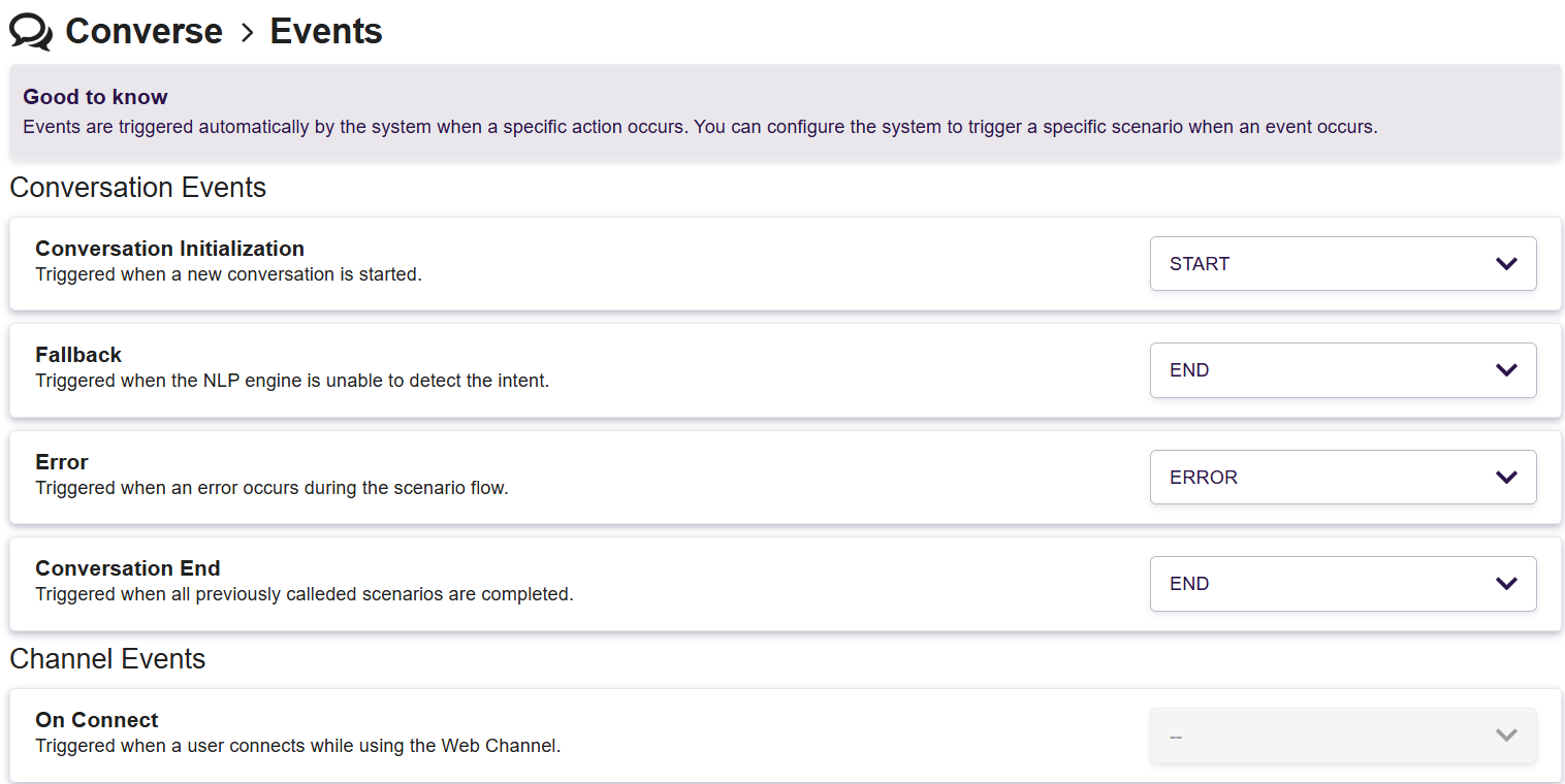 Example of events page