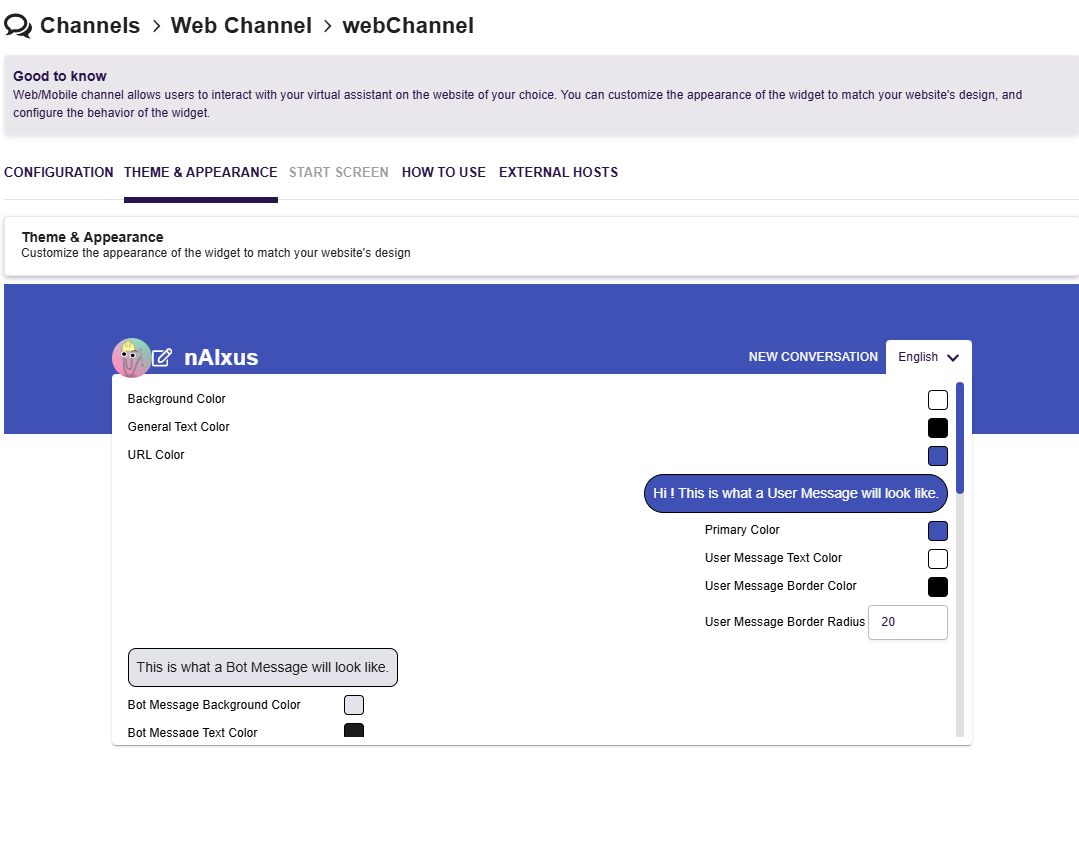 Webchannel Theme page